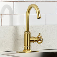 Bar Faucet, Fuller, Single-Handle, 1-Hole Deck Mount, Brushed Brass