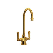 Bar Faucet, Georgian Era, Deck Mount, Solid Brass, Unlacquered Brass
