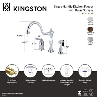 Bar Faucet, Heritage, Deck Mount, Brass, Brushed Nickel