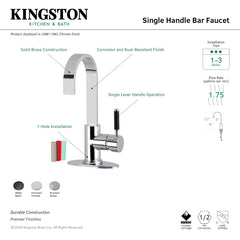 Bar Faucet, Kaiser, One-Handle 1-Hole in Polished Chrome