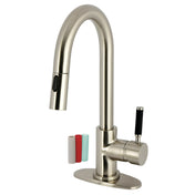 Bar Faucet, Kaiser, One-Handle with Pull Down Sprayer in Brushed Nickel