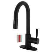 Bar Faucet, Kaiser, One-Handle with Pull Down Sprayer in Matte Black