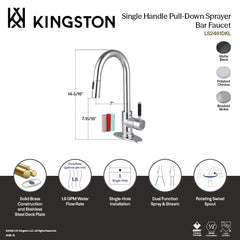Bar Faucet, Kaiser, One-Handle with Pull Down Sprayer in Polished Chrome