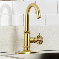Bar Faucet, Webb, Single-Handle, 1-Hole, Deck Mount, Brushed Brass