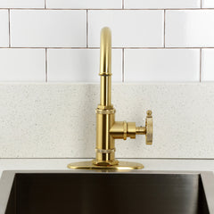 Bar Faucet, Webb, Single-Handle, 1-Hole, Deck Mount, Brushed Brass