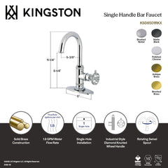 Bar Faucet, Webb, Single-Handle, 1-Hole, Deck Mount, Brushed Brass