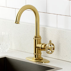 Bar Faucet, Webb, Single-Handle, 1-Hole, Deck Mount, Brushed Brass