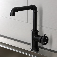 Bar Faucet, Wendell, One-Handle with Knurled Handle in Matte Black
