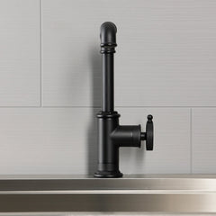 Bar Faucet, Wendell, One-Handle with Knurled Handle in Matte Black