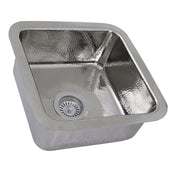 Dual-Mount Bar Sink, Brightwork, Square Hammered in Polished Stainless Steel