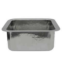 Bar Sink, Brightwork, Dual-Mount, Square, 16.5 In, Hammered Stainless Steel