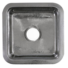 Bar Sink, Brightwork, Dual-Mount, Square, 16.5 In, Hammered Stainless Steel