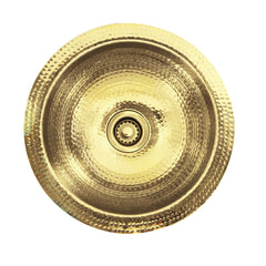 Bar Sink, Brightwork Home, Dual Mount, Single Bowl, 13 In., Hand Hammered Brass