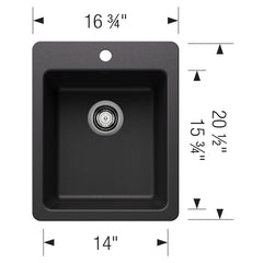 Bar Sink, Liven, Dual Mount, Single Bowl, Granite Composite, Anthracite