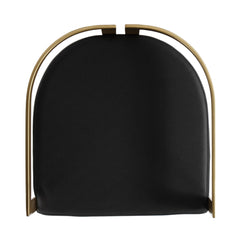 Bar Stool, 28.5 In Seat Height, Gold Iron Frame with Black Faux Leather Seat