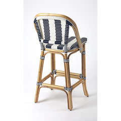 Bar Stool, 28 in Seat Height, Rattan Frame with Woven Polyethylene Seat