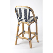 Bar Stool, 28 in Seat Height, Rattan Frame with Woven Polyethylene Seat