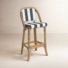 Bar Stool, 28 in Seat Height, Rattan Frame with Woven Polyethylene Seat