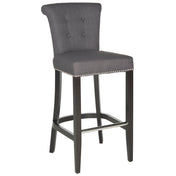 Bar Stool, 29.7 in Seat Height, Charcoal Fabric with Espresso Birch Legs