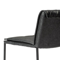 Bar Stool, 29 Inch Seat Height, Charcoal Black Faux Leather with Black Metal Frame