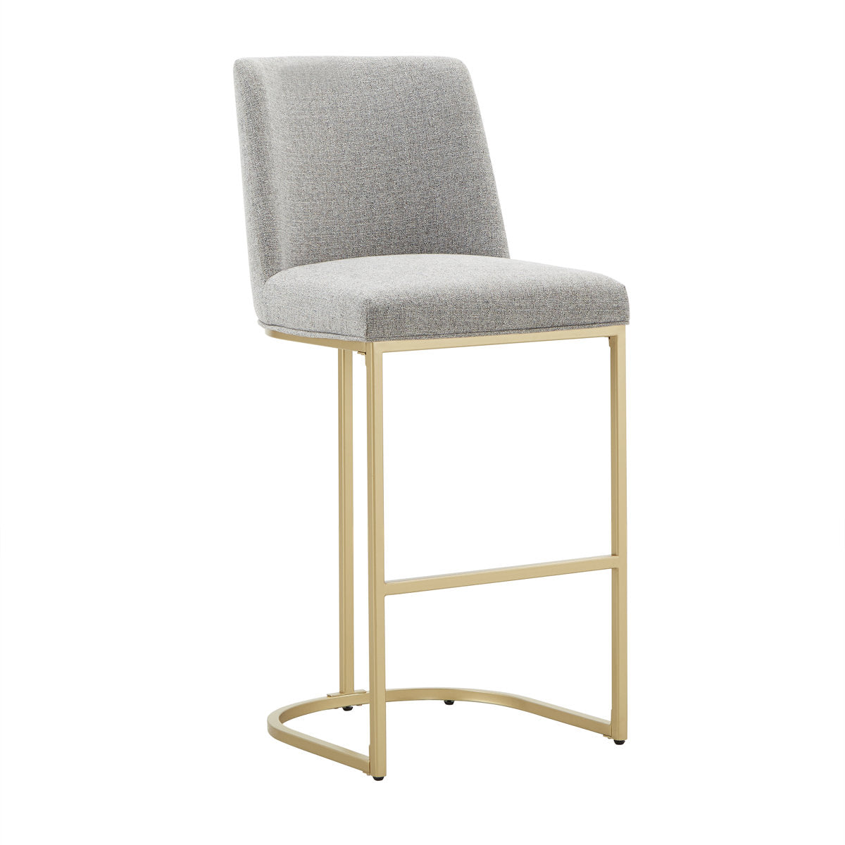 Bar Stool, 29-Inch Seat Height, Light Gray Fabric with Gold Iron Base