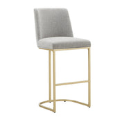 Bar Stool, 29-Inch Seat Height, Light Gray Fabric with Gold Iron Base