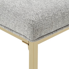 Bar Stool, 29-Inch Seat Height, Light Gray Fabric with Gold Iron Base