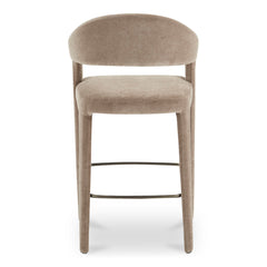 Bar Stool, 30.3 in Seat Height, Camel Upholstery with Iron Frame