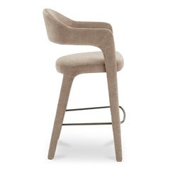 Bar Stool, 30.3 in Seat Height, Camel Upholstery with Iron Frame
