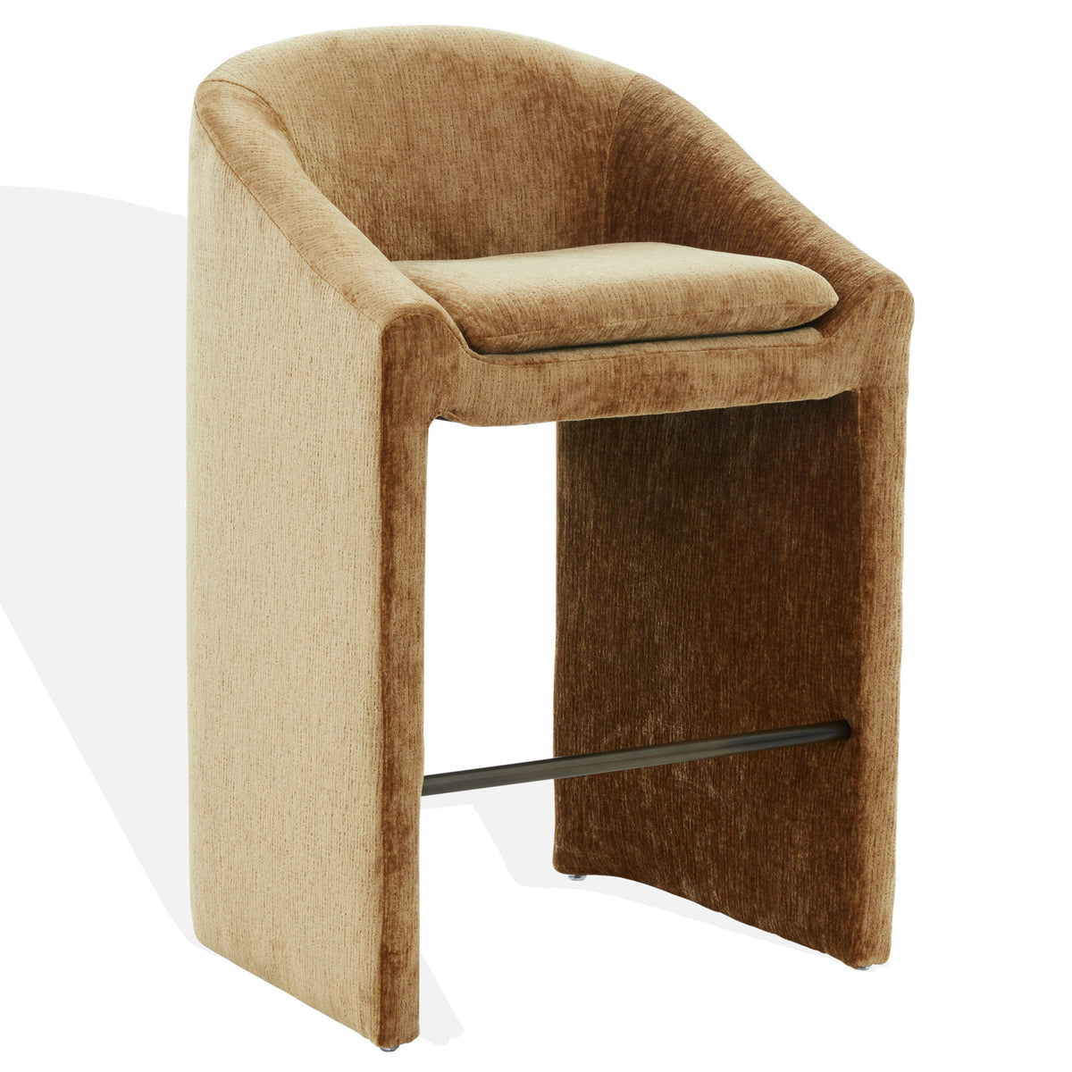 Bar Stool, 30.7 Inch Seat Height, Amber Chenille with Sled Legs