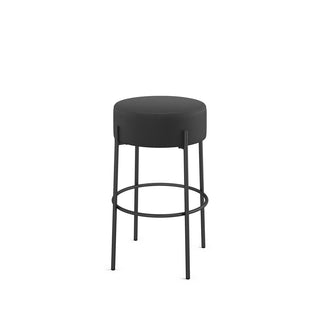 Bar Stool, 30.75 Inch Seat Height, Black Boucle Seat with Black Steel Frame