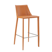 Bar Stool, 30 in Seat Height, Faux Leather with Steel Frame