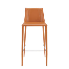 Bar Stool, 30 in Seat Height, Faux Leather with Steel Frame