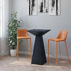 Bar Stool, 30 in Seat Height, Faux Leather with Steel Frame