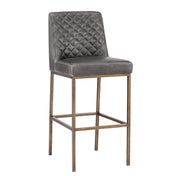 Bar Stool, 30 in Seat Height, Gray Faux Leather with Black Metal Frame