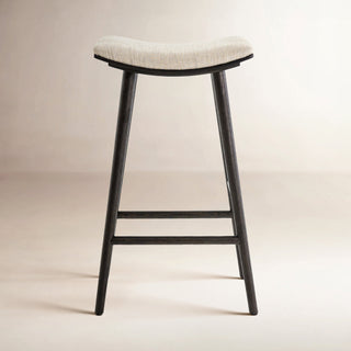 Bar Stool, 30 in Seat Height, Upholstered Fabric Seat with Solid Wood Frame