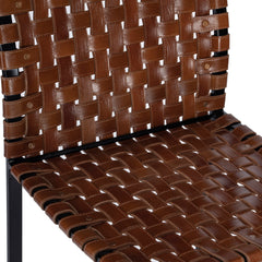 Bar Stool, 30 Inch Seat Height, Dark Brown/Black Leather and Iron