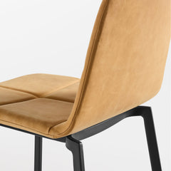 Bar Stool, 31-Inch Seat Height, Camel Genuine Leather with Black Steel Legs