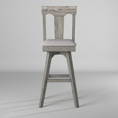 Bar Stool, Gray Linen Fabric Seat, Swivel, 30 Inch Seat Height