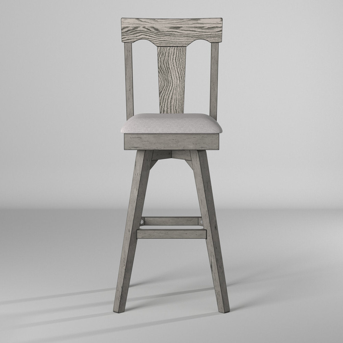 Bar Stool, Gray Linen Fabric Seat, Swivel, 30 Inch Seat Height