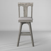 Bar Stool, Gray Linen Fabric Seat, Swivel, 30 Inch Seat Height