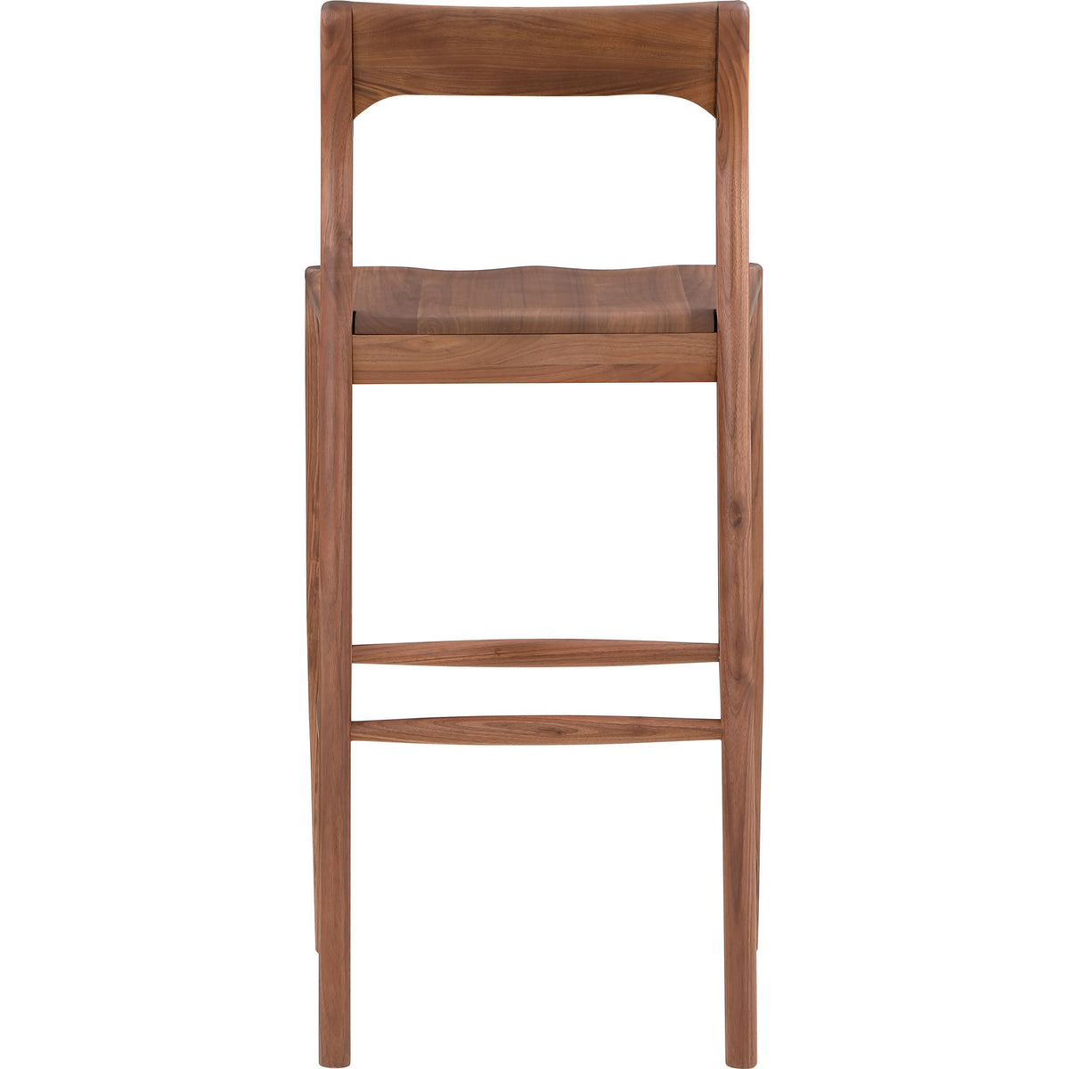 Bar Stool in Solid Wood with Footrest, 30 in Seat Height, Brown