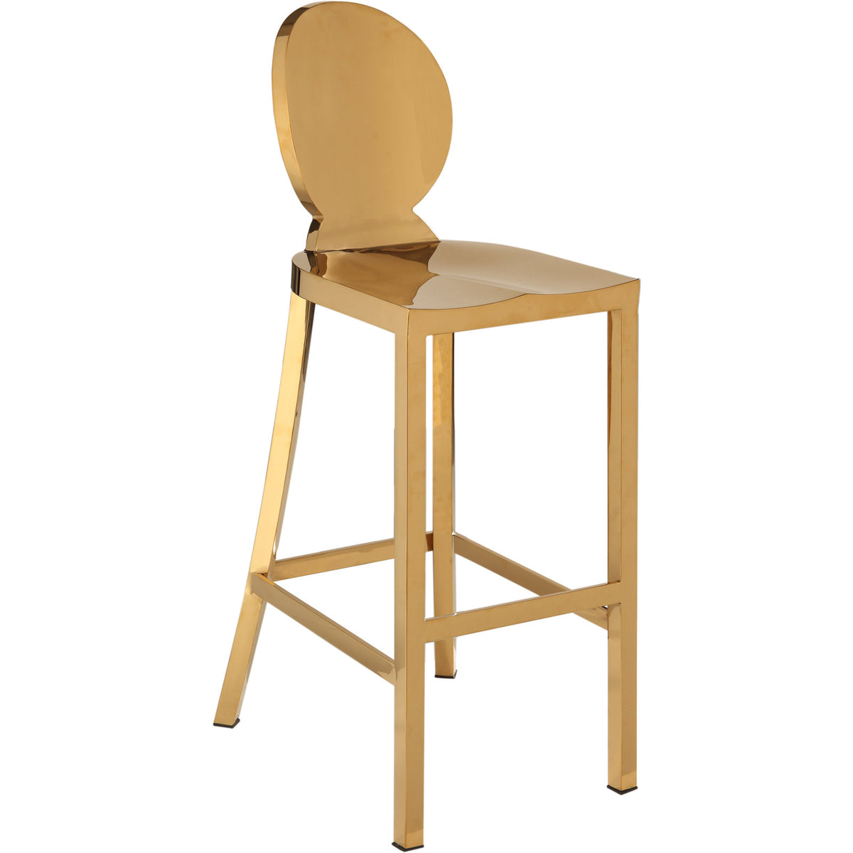 Bar Stool in Stainless Steel with Full Back and Footrest, Gold