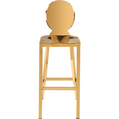 Bar Stool in Stainless Steel with Full Back and Footrest, Gold