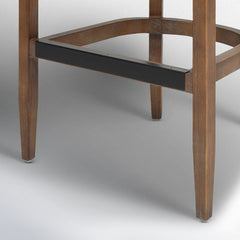 Bar Stool, Solid Oak Frame with Taupe Beige Upholstery