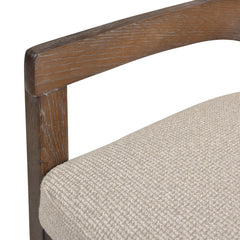 Bar Stool, Solid Oak Frame with Taupe Beige Upholstery