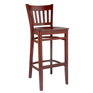Bar Stool, Solid Wood with Full Back and Footrest, Mahogany