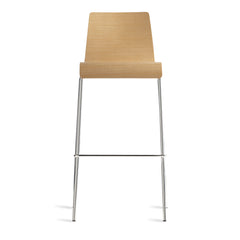 Bar Stool, Technical White Oak Bent Plywood Seat with Chrome Steel Frame