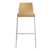 Bar Stool, Technical White Oak Bent Plywood Seat with Chrome Steel Frame