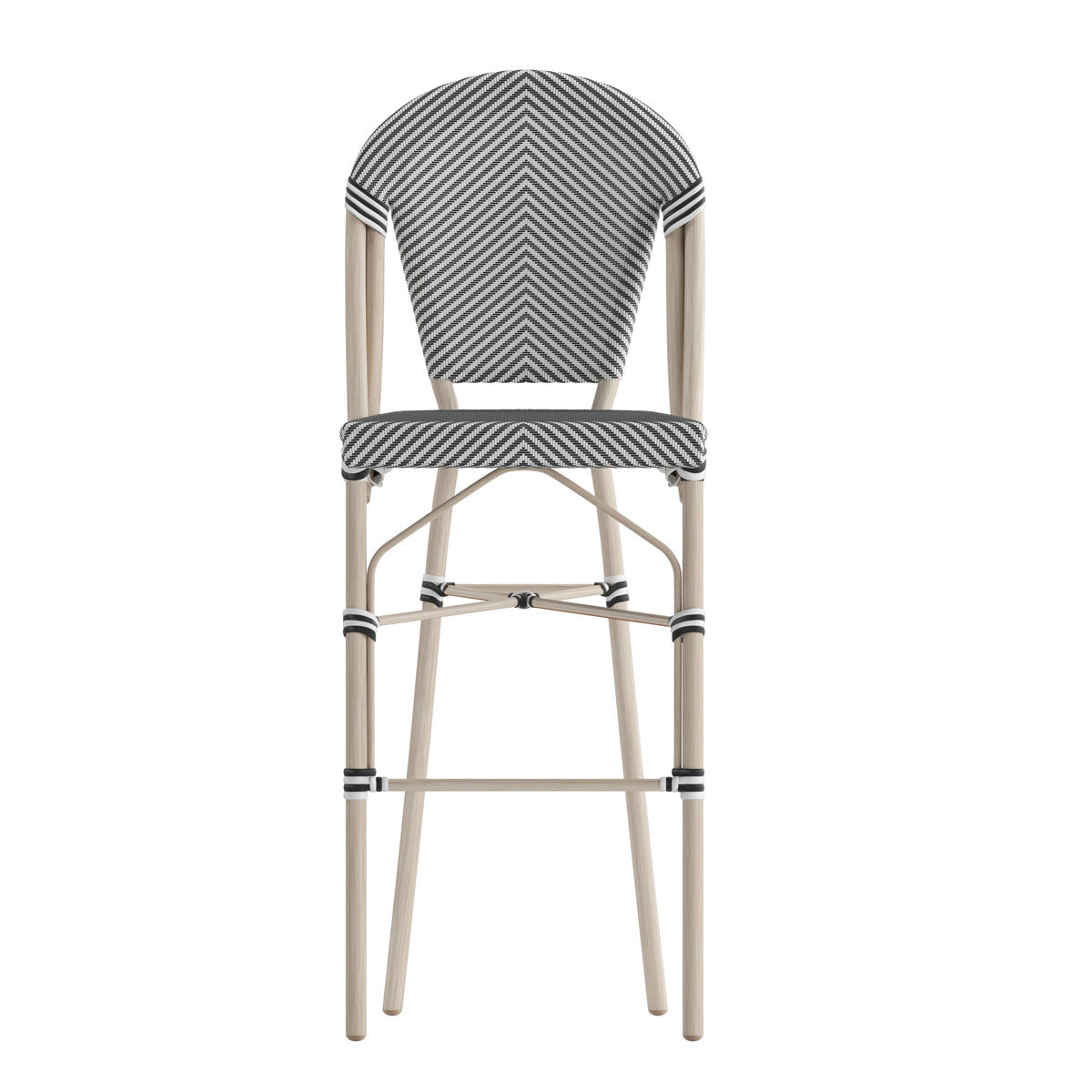 Bar Stool with 30.25 in Seat Height and Light Natural Aluminum Frame